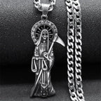 Santa Muerte Stainless Steel Pendant Necklace