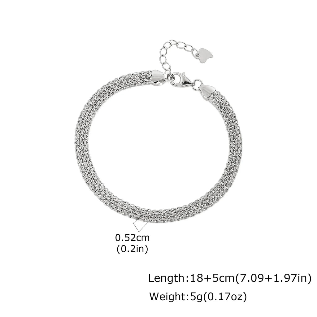 Trend Mesh Chain Bracelet for Men,Silver Color Adjustable Link Wristband,Hip Hop Punk Jewelry Gift
