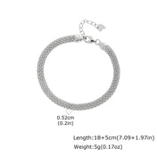 Trend Mesh Chain Bracelet for Men,Silver Color Adjustable Link Wristband,Hip Hop Punk Jewelry Gift