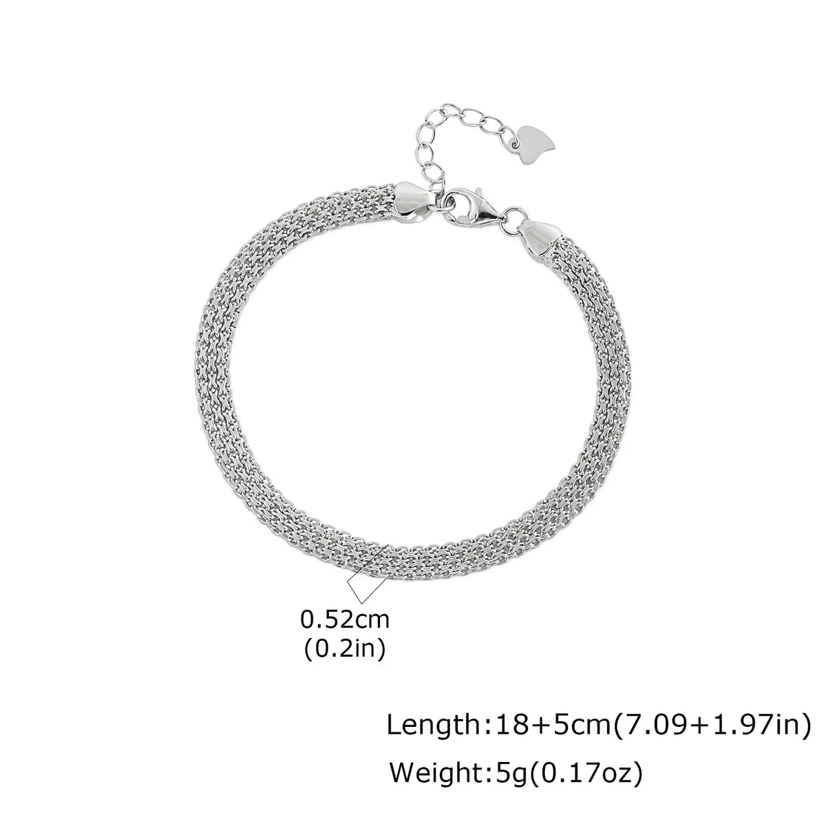 Trend Mesh Chain Bracelet for Men,Silver Color Adjustable Link Wristband,Hip Hop Punk Jewelry Gift