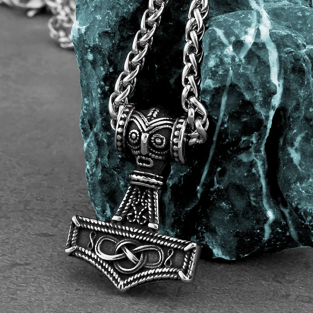 Fashion Viking Anchor Mjolnir Necklace Stainless Steel Men's Celtic Knot Hip Hop Amulet Pendant Vintage Charms Jewelry