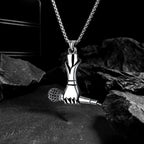 Silver Microphone Hand Pendant Necklace