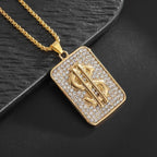 Men\'s Hip Hop Iced Out Dollar Sign Money Pendant Necklace Men\'s Punk Rap Rock Party Jewelry