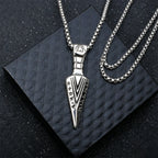 Silver Norse Rune Arrow Pendant Necklace Viking