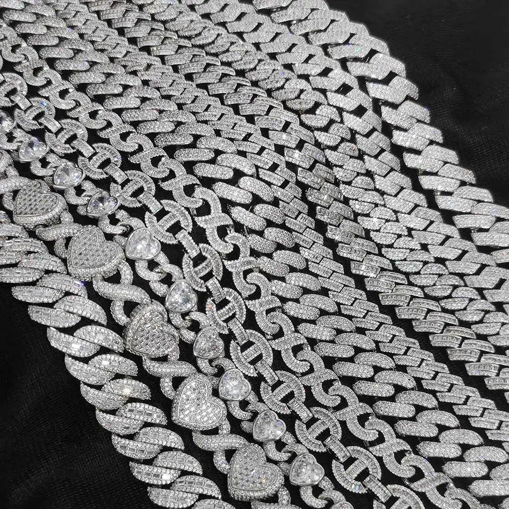 Iced Out Heart Cuban Chain Necklace Stainless Steel