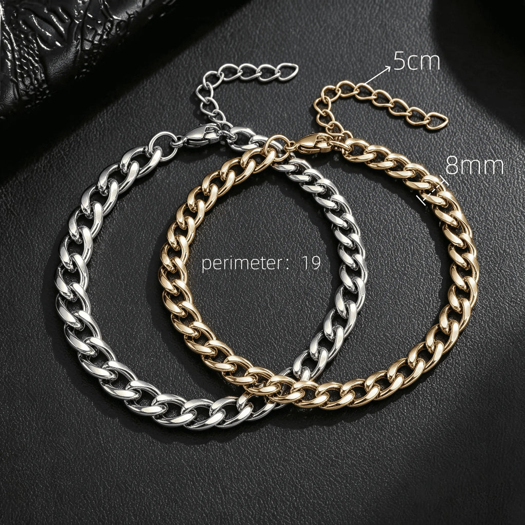 Width 6/8mm 316L Stainless Steel Men's Goth Y2K Cuban Style Fashion Bracelet America N Retro Steampunk Accessories