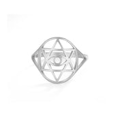 LIKGREAT Vintage Star of David Ring Evil Rings for Men Women Stainless Steel Punk Jewelry Jewish Star Protection Amulet
