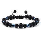 6 8mm Natural Stone Beads Bracelet for Women Men Blue Turkish Evil Eye Braided Chain Bangle Lucky Couple Jewelry Gift