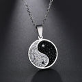 Trendy Black White Zircon Yin Yang Tai Chi Bagua Necklace For Women Men Stainless Steel Circle Pendant Jewelry Gifts