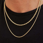 Vnox 3mm/5mm Cuban Chain Necklace for Men,Twisted Rope Links Collar,Stacked Stainless Steel Simple Basic Classic Unisex Necklace