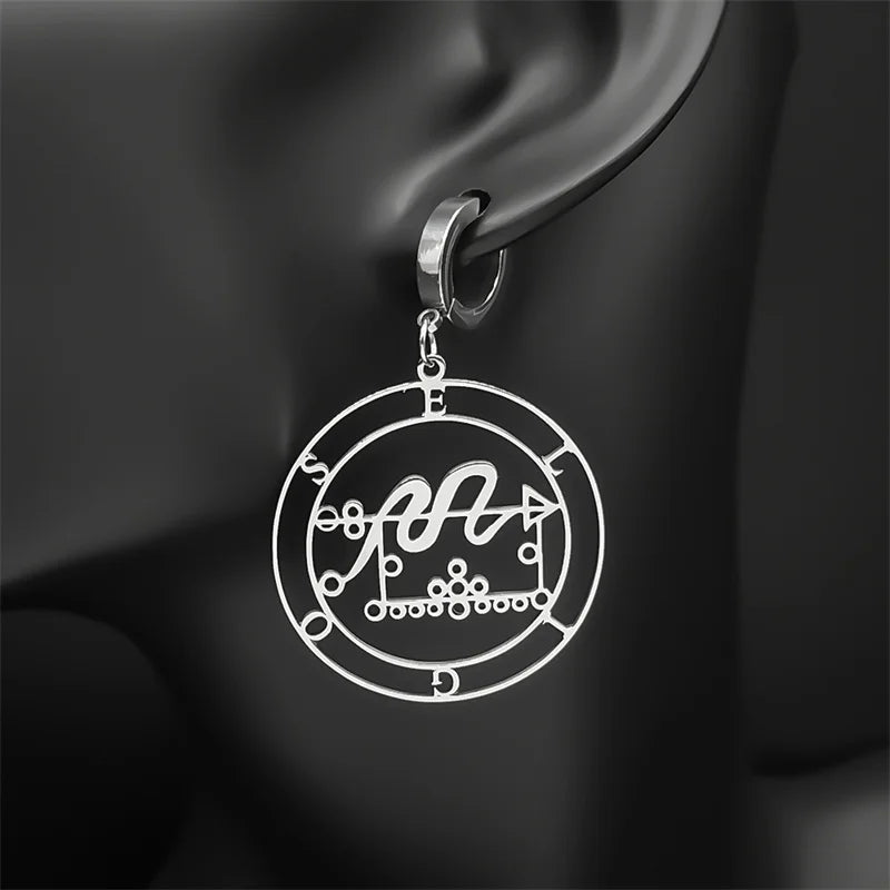 Sigil Lucifer Hoop Earrings — Stainless Steel