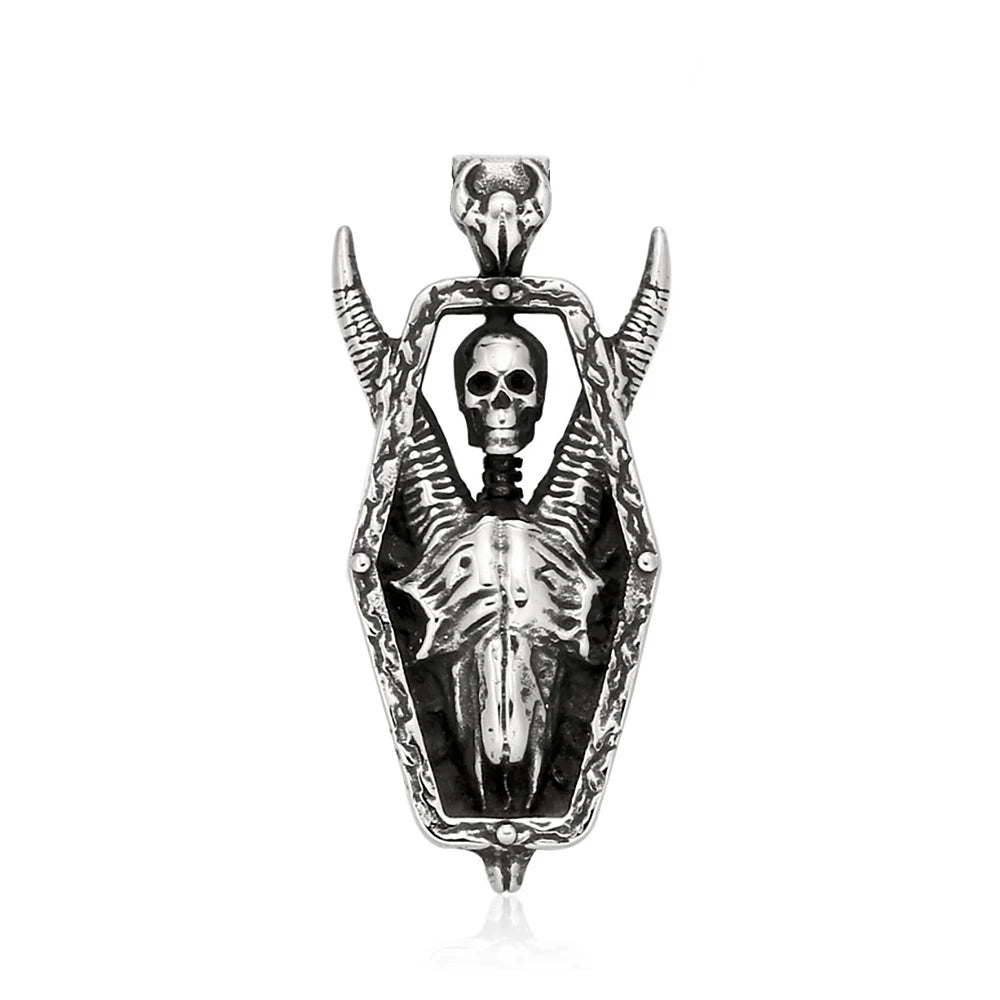Gothic Skull Pendant Necklace — Stainless Steel