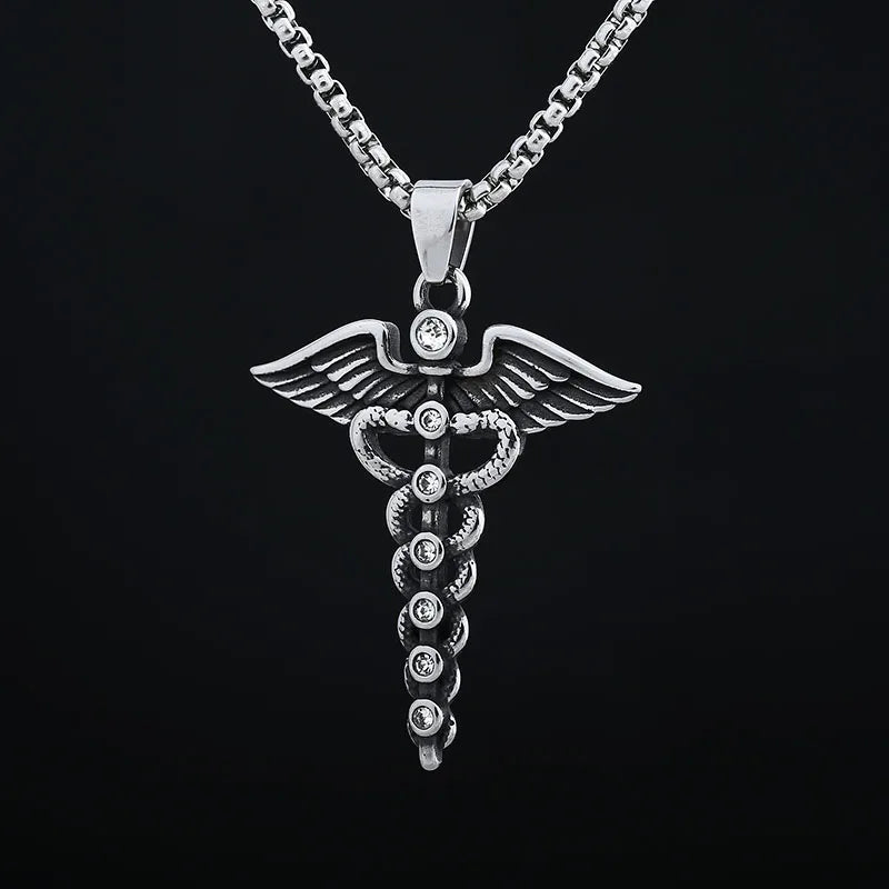 Good Polished 2024 New 316L Stainless Steel Feather With Zircon Pendant Necklace For Men Fashion Casual  Jewelry Couple Gift