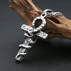 Snake Cross Pendant — Stainless Steel
