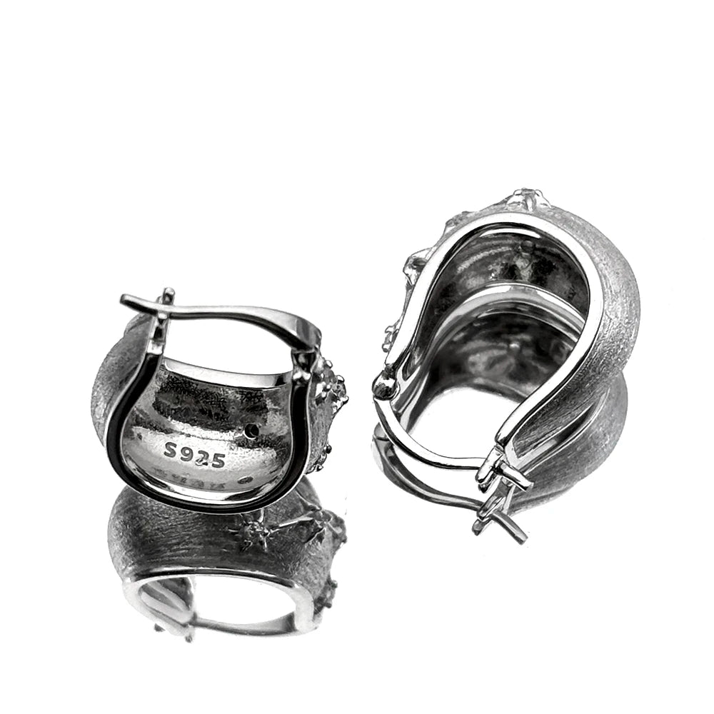 Star Silver Earrings Vintage Sterling Chunky Zircons