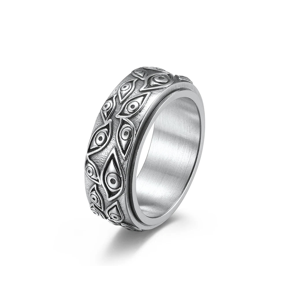 Demon Eye Steel Ring Retro Punk Rotatable