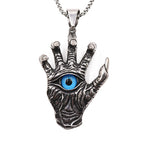 Vintage Skull Hand Demon Eye Necklace Pendant Men's Punk Biker Stainless Steel Hell's Eye Pendant Fashion Men Chain