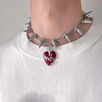 Punk Thorn Heart Pendant Necklace