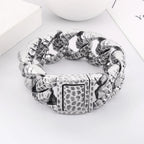 30mm Stainless Steel Dragon Heavy Curb Bracelet for Men Vintage Foundry Armor Tapping Pattern Cuban Male Bangle Jewelry