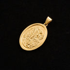 Catholic Saint Michael Round Pendant — Gold-Tone Metal