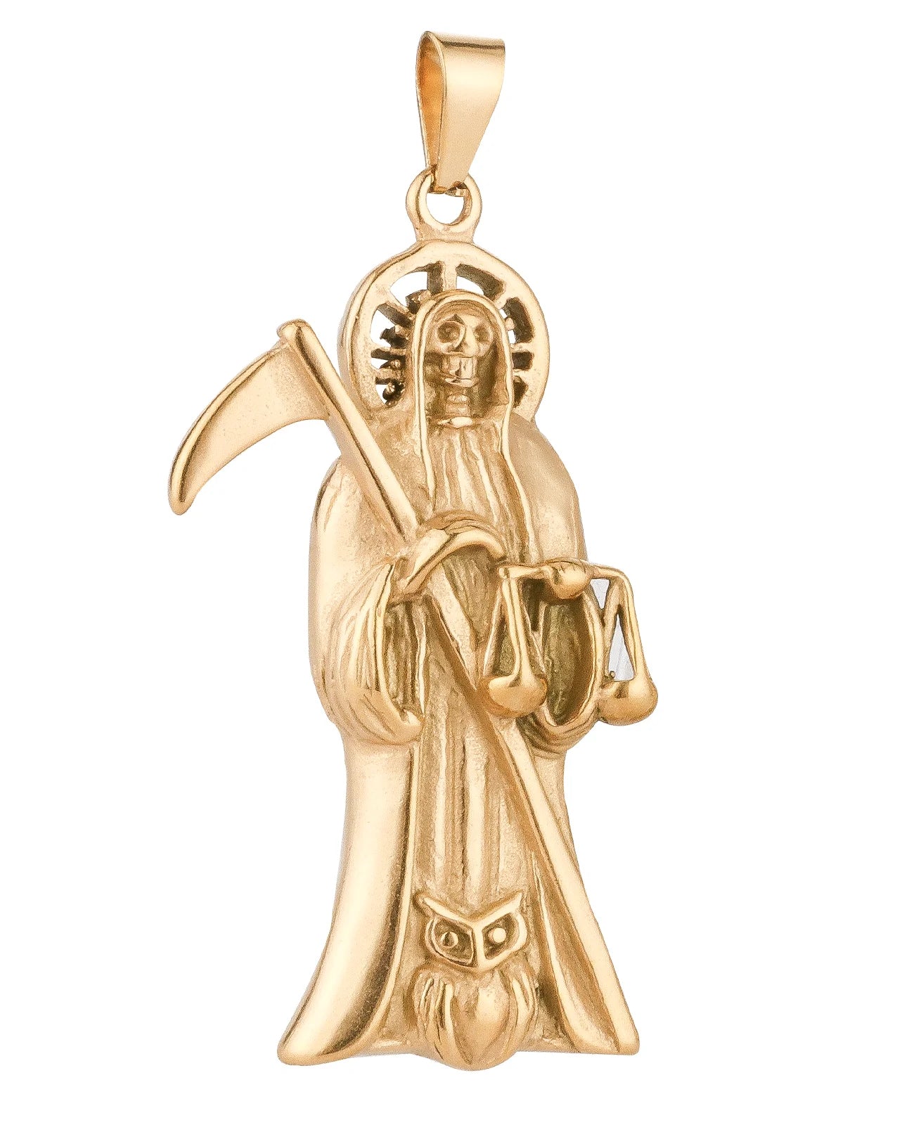 Gothic Grim Reaper Skull Stainless Pendant Necklace