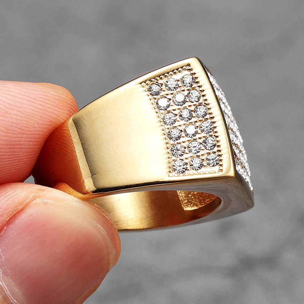 Square Gemstone Ring — Stainless Steel