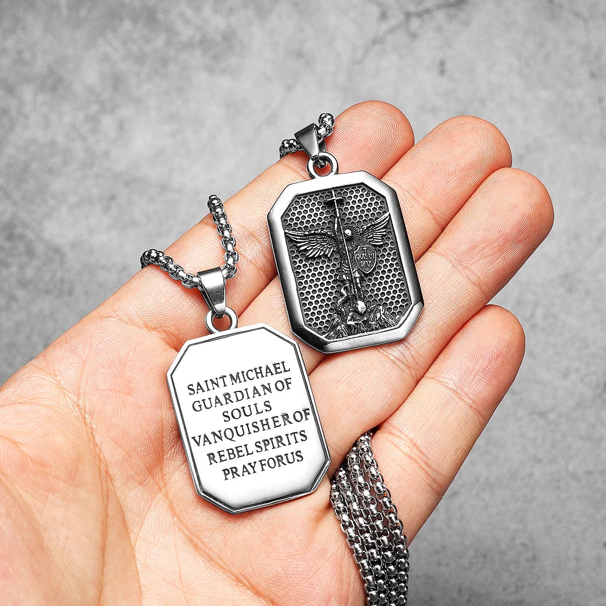 Archangel Michael Pendant Necklace Stainless Steel