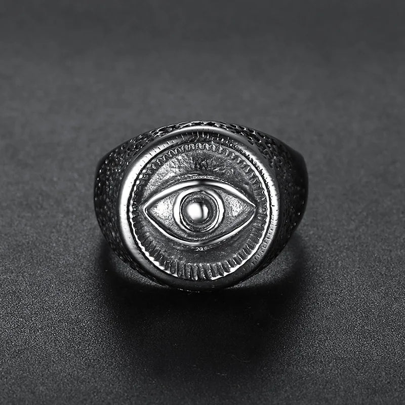 Egyptian Eye of Horus Signet Ring — Stainless Steel