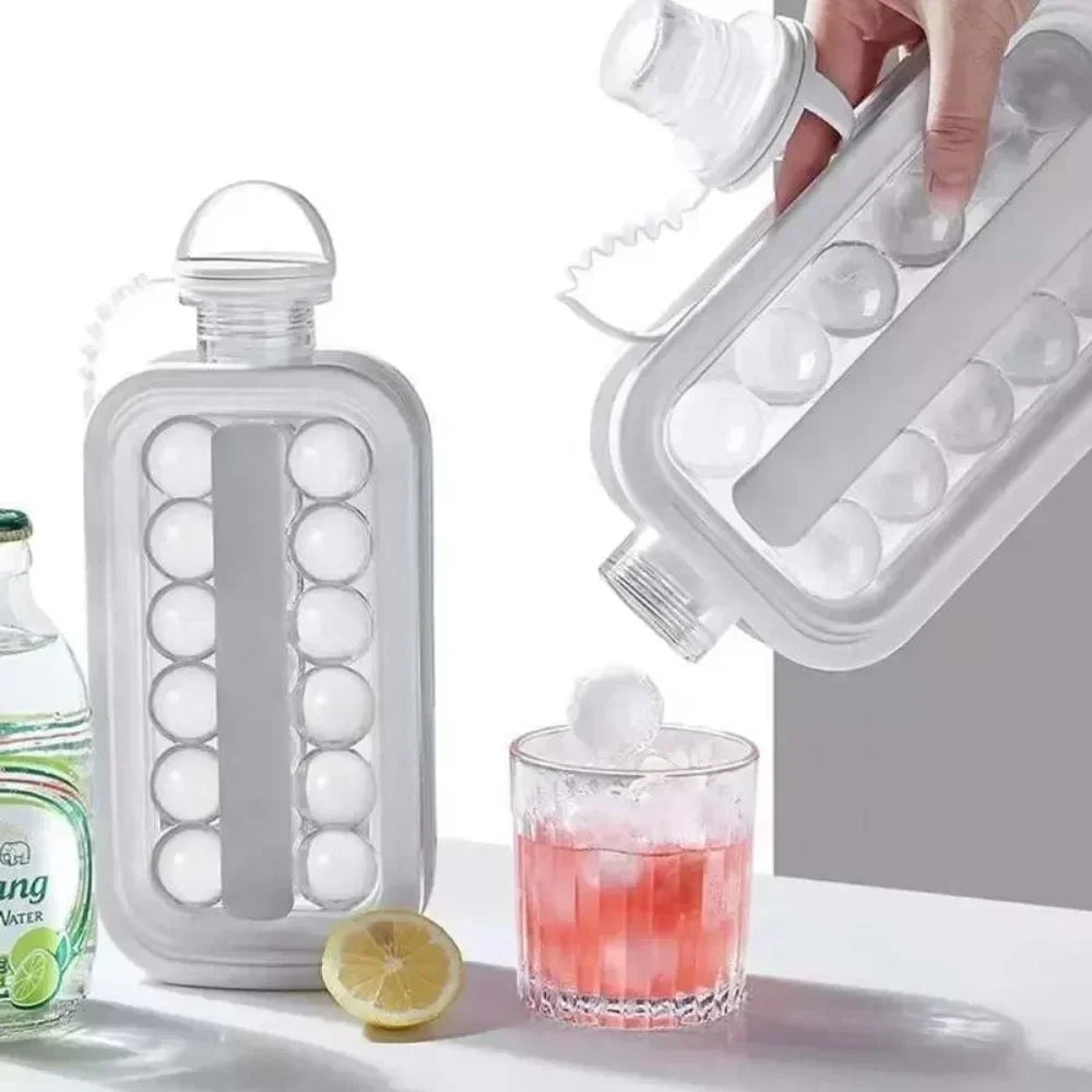 Portable 2-in-1 Folding Ice Maker Water Bottle Creative Ice Cube Mold Kitchen Bar Gadgets Ice Hockey Lattice Making