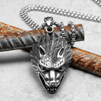 Wolf Head Pendant Necklace Stainless Steel