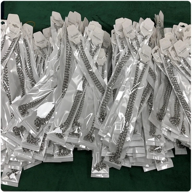 316L Stainless Steel Cuban Link Chain Flat Necklace For Men Jewelry Accessories Male Neck