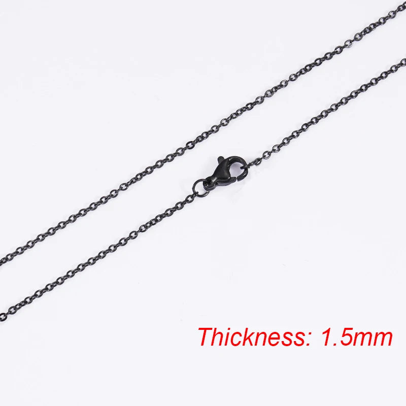 Fnixtar 10Pcs Chain Necklaces 40/45/50/55/60cm Stainless Steel Flat Cable Chain 1/1.5/2mm DIY Jewelry Accessories