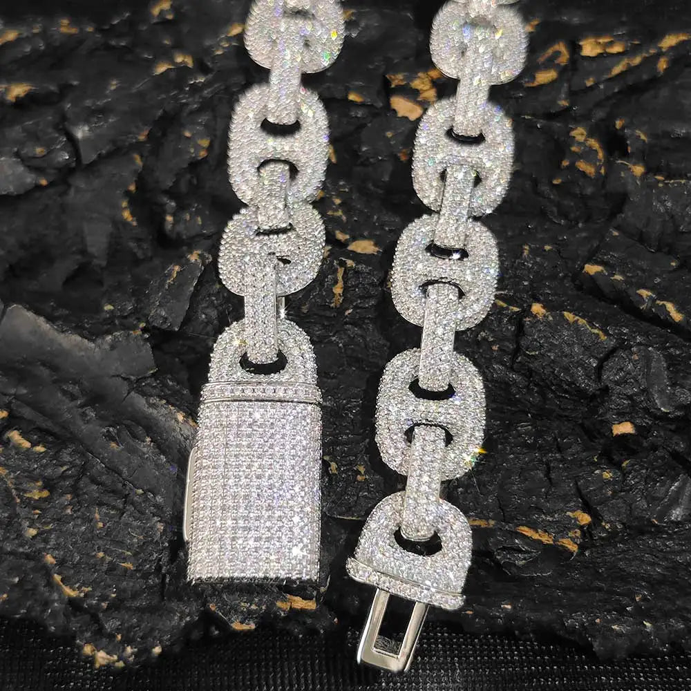 Iced Out Cuban Bracelet Stainless Steel Pig Nose