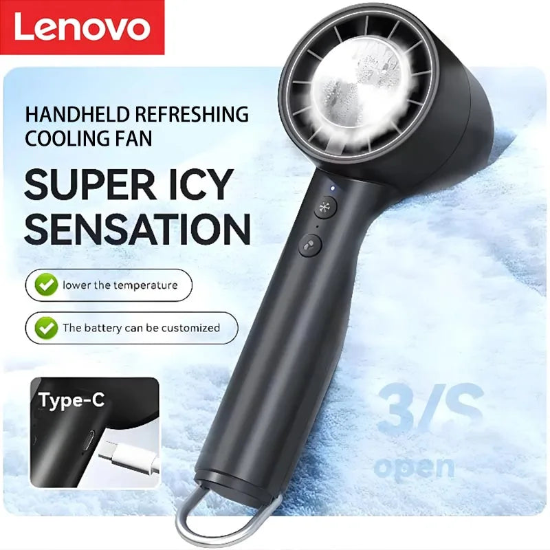 Lenovo Handheld Small Fan Refrigeration Air Conditioner Portable Silent Highspeed Led Display High Wind Power USB