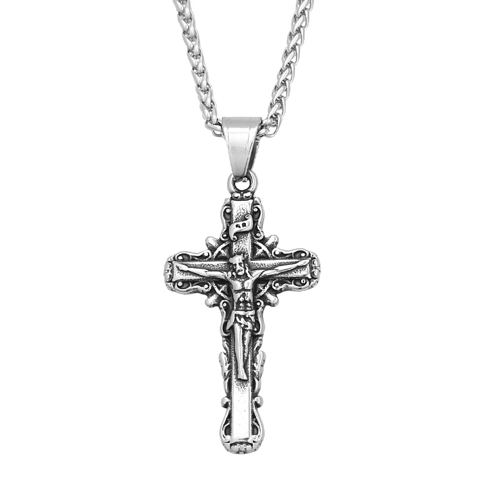 Jesus Cross Stainless Steel Pendant Necklace