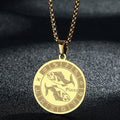 Stainless Steel Zodiac Sign Necklace For Women Men 12 Constellation Libra Symbol Pendant Necklace Amulet Collar Men Jewelry Gift