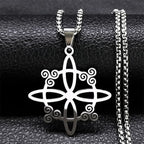 Wicca Celtic Knot Triple Moon Goddess Necklace Stainless Steel Gold Color Witch Amulet Chain Necklaces Pagan Jewelry