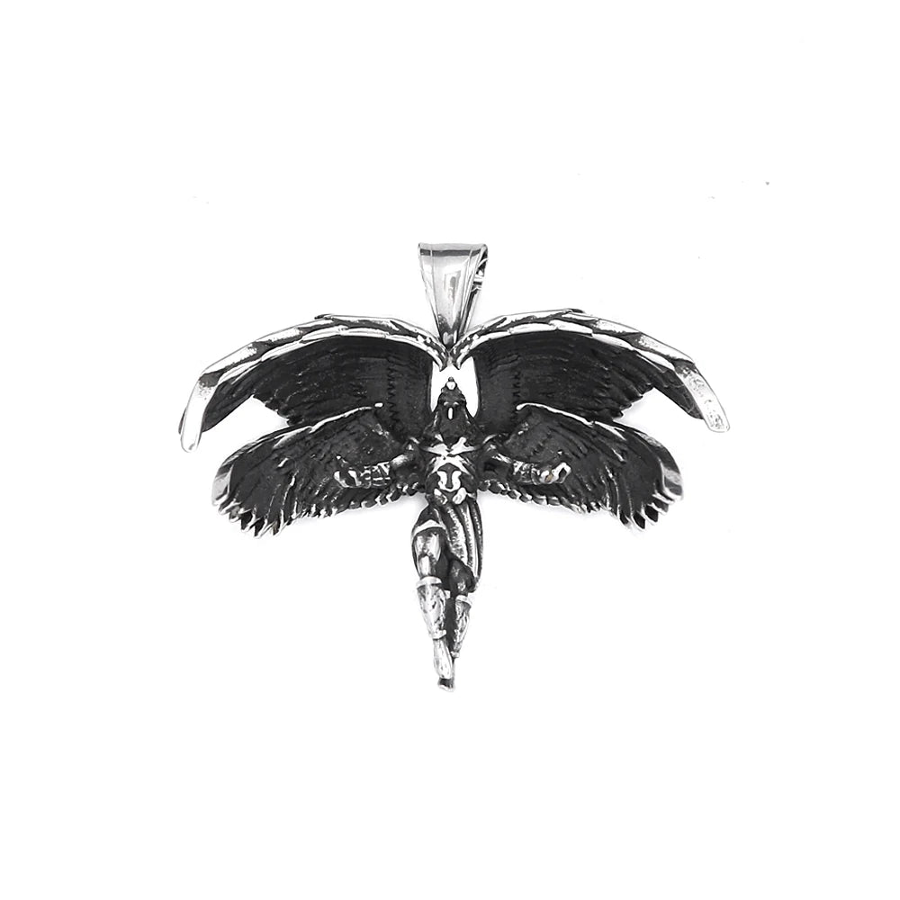 Angel Wings Steel Pendant Vintage Praying Hand