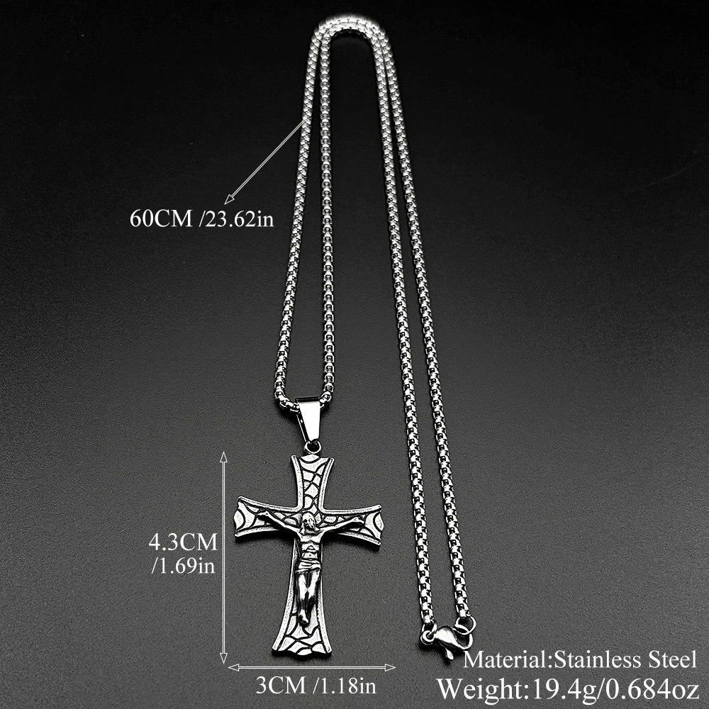 Cross Jesus Christ Silver Pendant Crucifix Religious