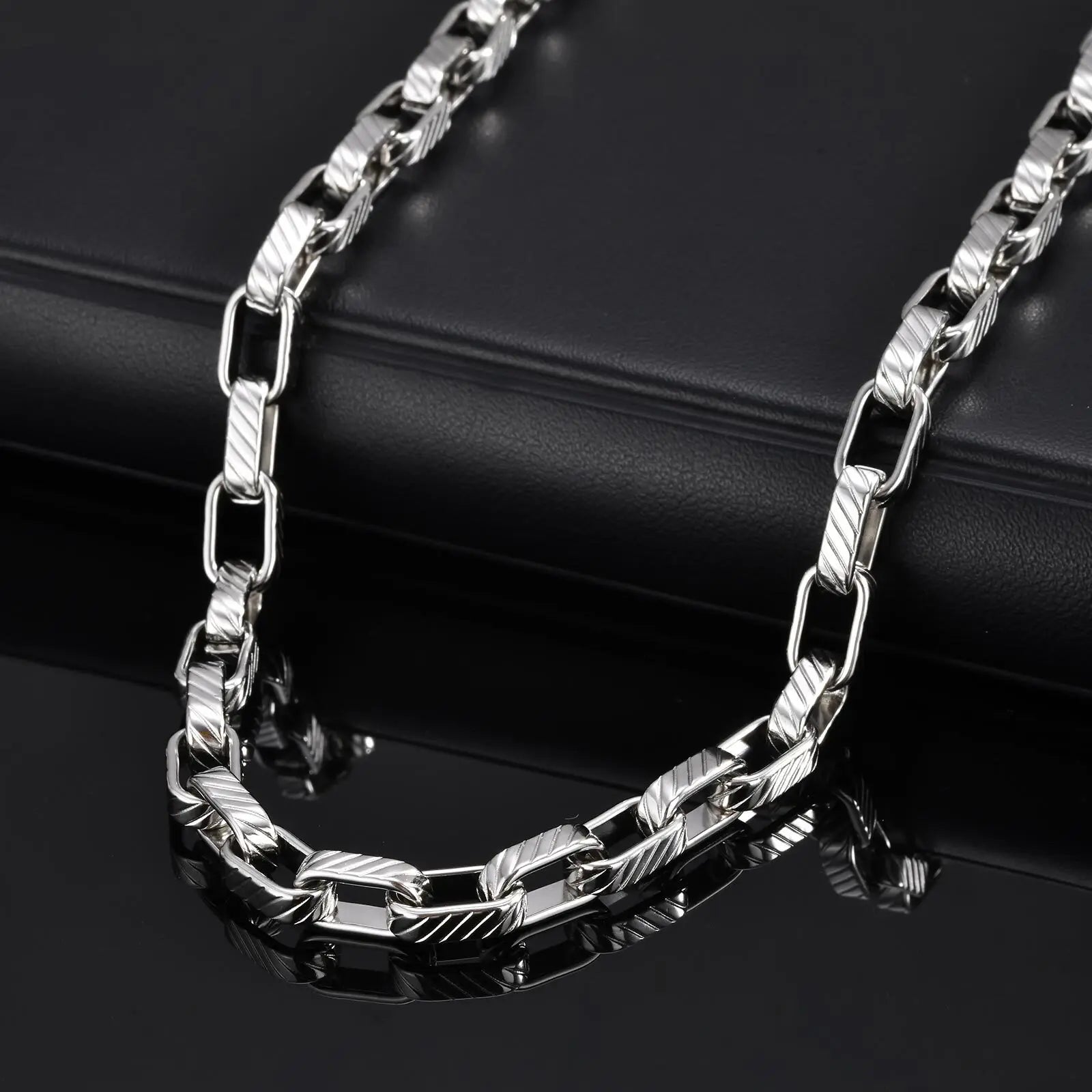 Chunky Embossed Chain Necklace — Stainless