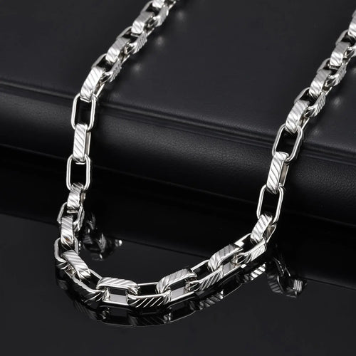 Chunky Embossed Chain Necklace — Stainless