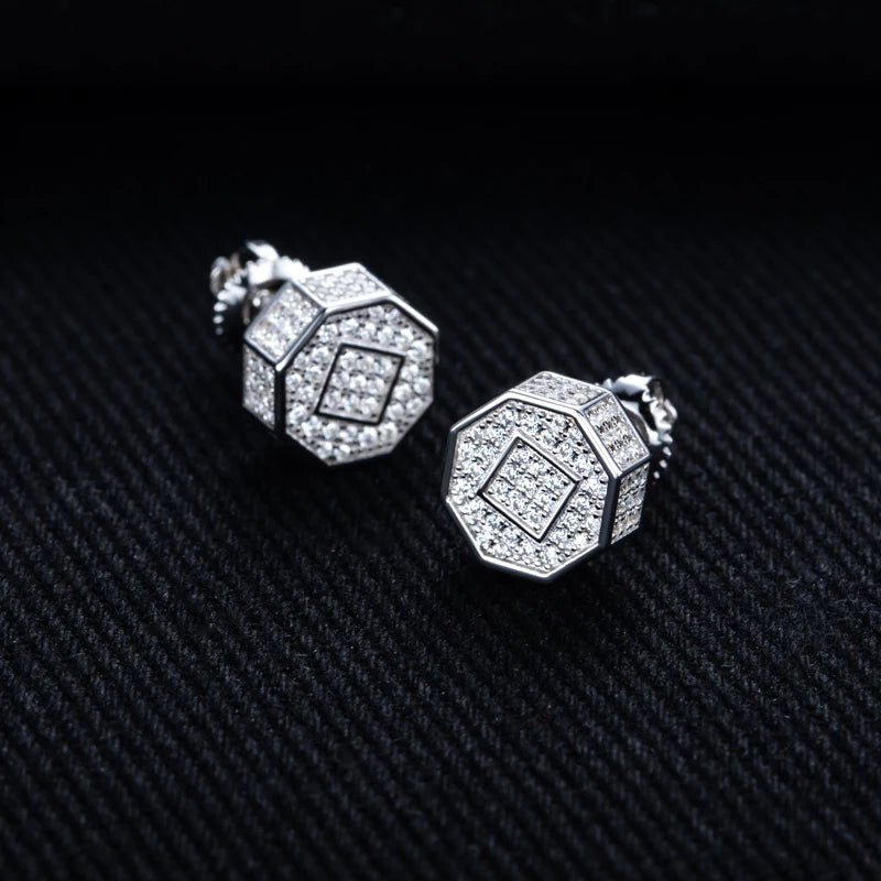 Iced Out Stud Earrings — 925 Silver