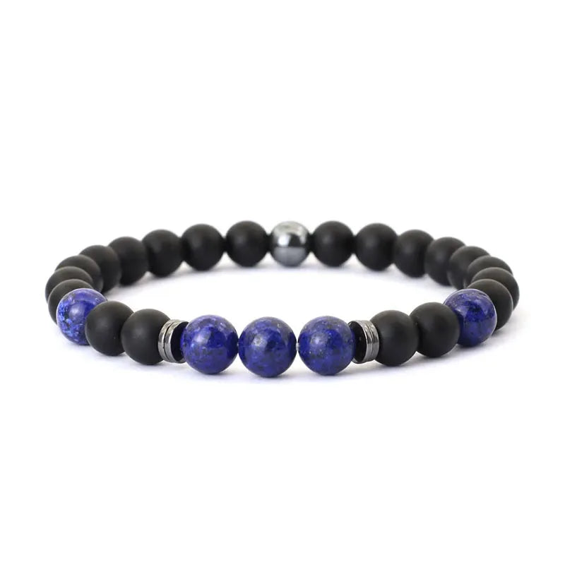 Mens Bracelet 8mm Onyx Tiger Eyes Stone Beaded Braclet Hematite Healing Braslet Cadeau Homme Leisure Accessories