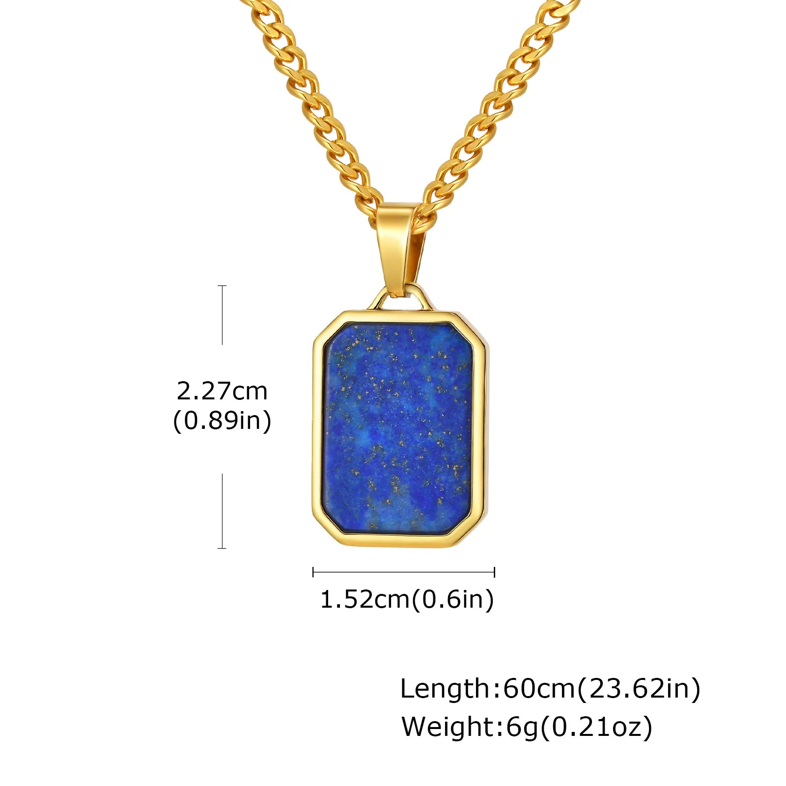 Lapis Lazuli Stone Pendant — Stainless