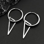 Triangle Geometric Hoop Drop Earrings — Stainless Steel