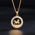 My Shape Running Horse Pendants Necklace Stainless Steel Rhinestone Pendant Necklaces Choker Chain Horse Lover Fashion Jewelry