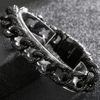 Punk Skull Bracelet For Man In Black Stainless Steel Skeleton Jewelry Men's Wrist Bracelets Rockers' Jewelry