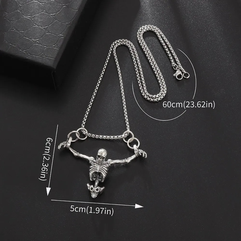 Charm Gothic Men Necklace Hip Hop Exaggerated Skull Head Pendent Choker Sweater Chain Clavicle Chain Women