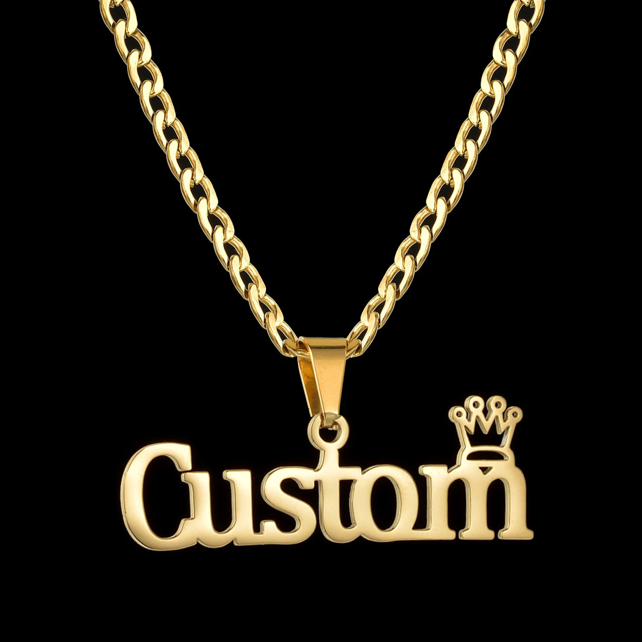 Customized Names Pendant Necklace Stainless Steel Personalized Jewelry Cuban Thick Chain for Men Women Detachable Necklace Gift