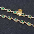 Tennis Chain Necklace Stainless Steel Green CZ